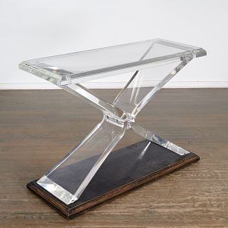 Modern designer Lucite "Butterfly" console table