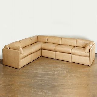 John Saladino, "Landau" leather sectional sofa