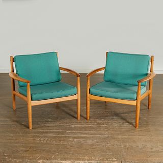 Greta Jalk, pair model 118 oak lounge chairs