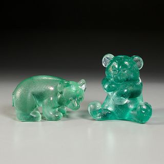 Flavio Poli (attrib.), (2) corroso glass bears