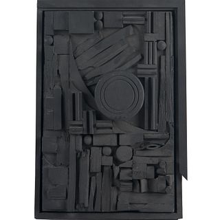 Louise Nevelson, black cast relief multiple, 1979