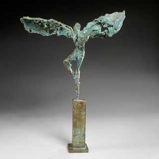 Guy Ferrer, verdigris bronze sculpture, 1995
