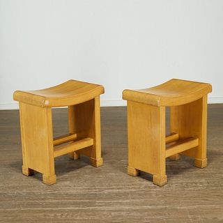 Pierre Chareau (attrib), pair sycamore tabourets