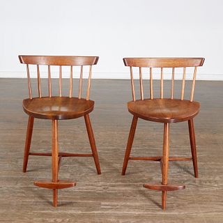George Nakashima, pair "Mira" stools