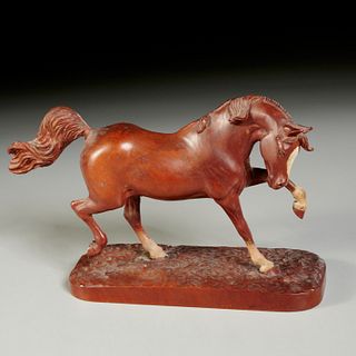 Artist-signed carving of a Tennessee Walking Horse