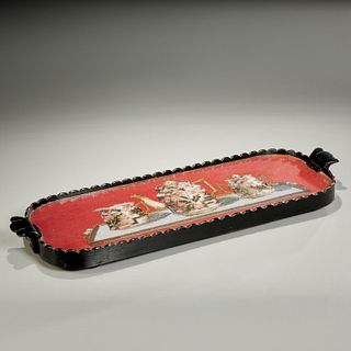 Victorian needlepoint tea tray