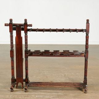 English mahogany equestrian boot and whip rack