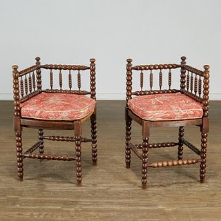 English bobbin-turned corner chairs, Parish-Hadley