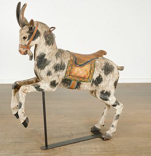 Fine old lifesize wooden painted carousel goat