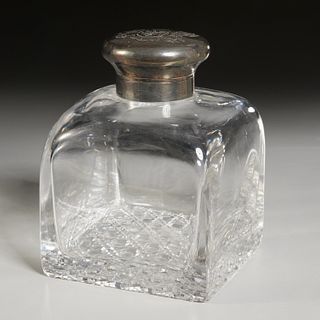 Large Asprey, London silver mounted cut glass jar