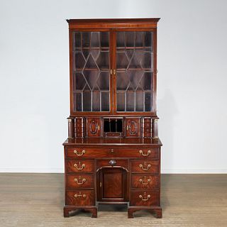 English mahogany kneehole secretary bookcase