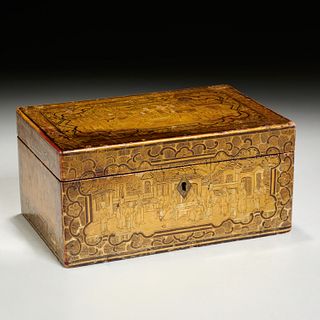 Chinese Export lacquer tea caddy
