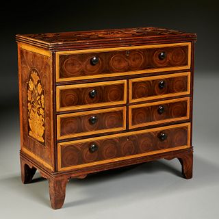 William & Mary oyster veneered marquetry chest
