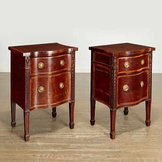 Pair George III inlaid mahogany night tables