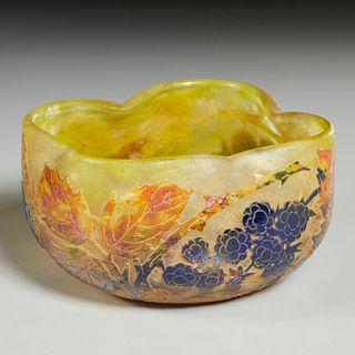 Daum, nice enameled cameo glass bowl