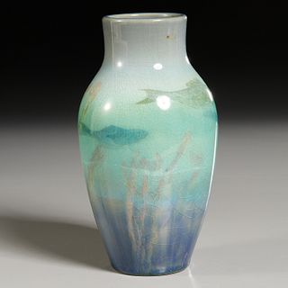 Rookwood, Ed Hurley sea green "Fishes" vase