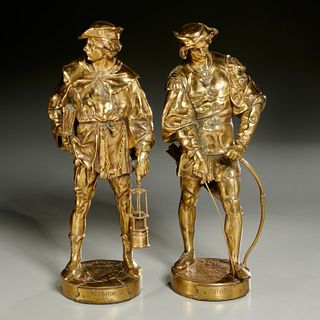 Emile Picault (after), pair gilt bronze statues