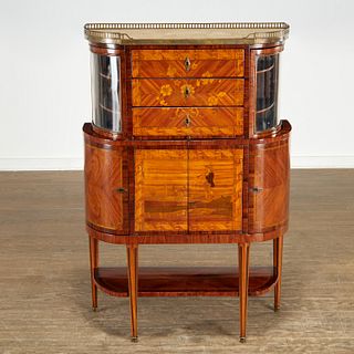 Unusual Louis XVI marquetry inlaid display cabinet