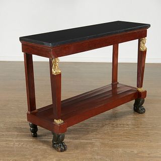 French Empire marble top mahogany console