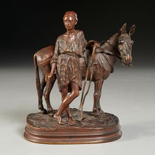 A. E. Dubucand, bronze Arab boy & mule, ex-museum