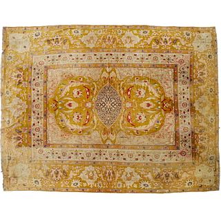 Antique room-size Agra carpet