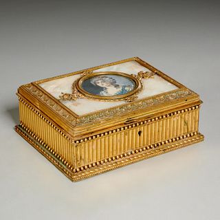 French mother of pearl inlaid dore bronze box