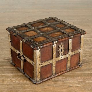 Spanish Baroque iron-strapped strong box
