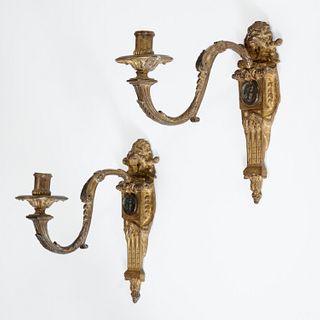 Pair antique Regence style gilt bronze sconces