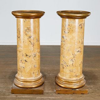 Pair Italian parcel gilt scagliola pedestals