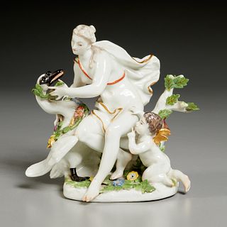 Antique Meissen Leda and Swan figural group