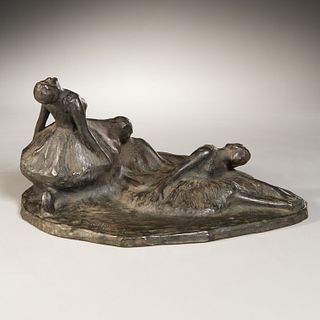 T. Saito, style of Degas, bronze ballerinas