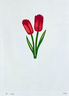 Cecilia Davila Intaglio Print, "Tulips" 