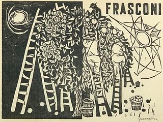 Antonio Frasconi Woodcut, "Day and Night"
