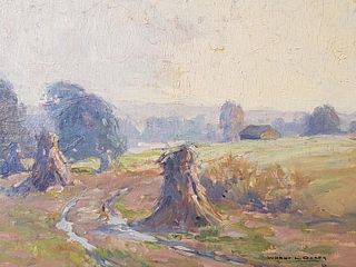 Wilbur Oakes Oil, Field With Haystacks