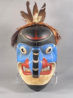 Chief Lelooska Carved Wood Northwest Coast Large Mask
