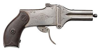 Engraved Four-Barrel Hammerless Pepperbox Pistol by A. Chuchu 