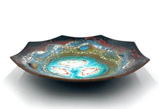 Enamel on Copper Dish By A.Urbas