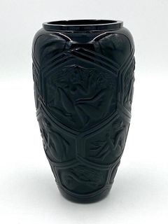 Lalique Premier Edition Vase, "Hesperides " Black