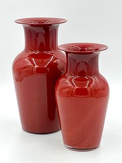 Two Barovier and Toso Glass Vases