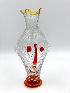 Art Glass Face Vase, Possibly Italian