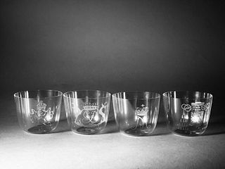Four Lobmeyr 180th Anniversary Monogrammed Alpha Glasses