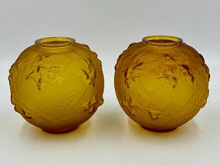 Pair of Sabino Bees in the Hive Molded Glass Vases