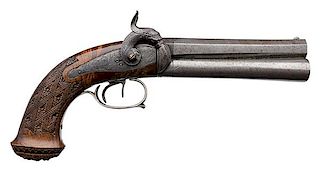 Rare Over/Under Percussion Combination Elliptical Blunderbuss with Rifled Top Barrel by A. Milano.  