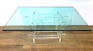 Modern Glass and Lucite Coffee Table