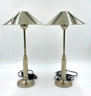 Pair of Baker, Knapp and Tubbs Chrome Table Lamps