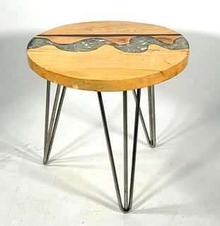 Modern Wood and Crushed Glass Occasional Table
