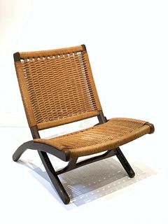 Hans Wegner Style Woven Folding Lounge Chair, 2.