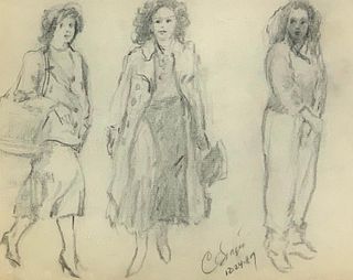 Clyde Singer Drawing, Three Women