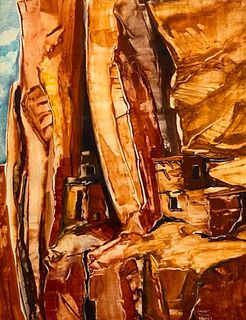 Garnet Moore Keeney Watercolor, "Cliff Dwellings of the Southwest" 