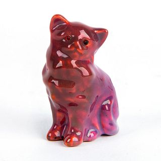 Rare Bernard Moore Flambe Mini Figurine, Cat with Glass Eyes